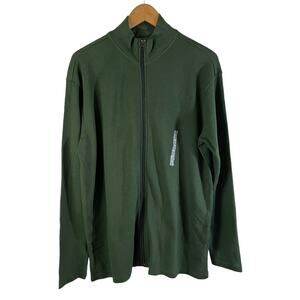 R&R CASUAL New Full Zip Sweater Jacket Green MEN'S Size Medium Casual Comfy